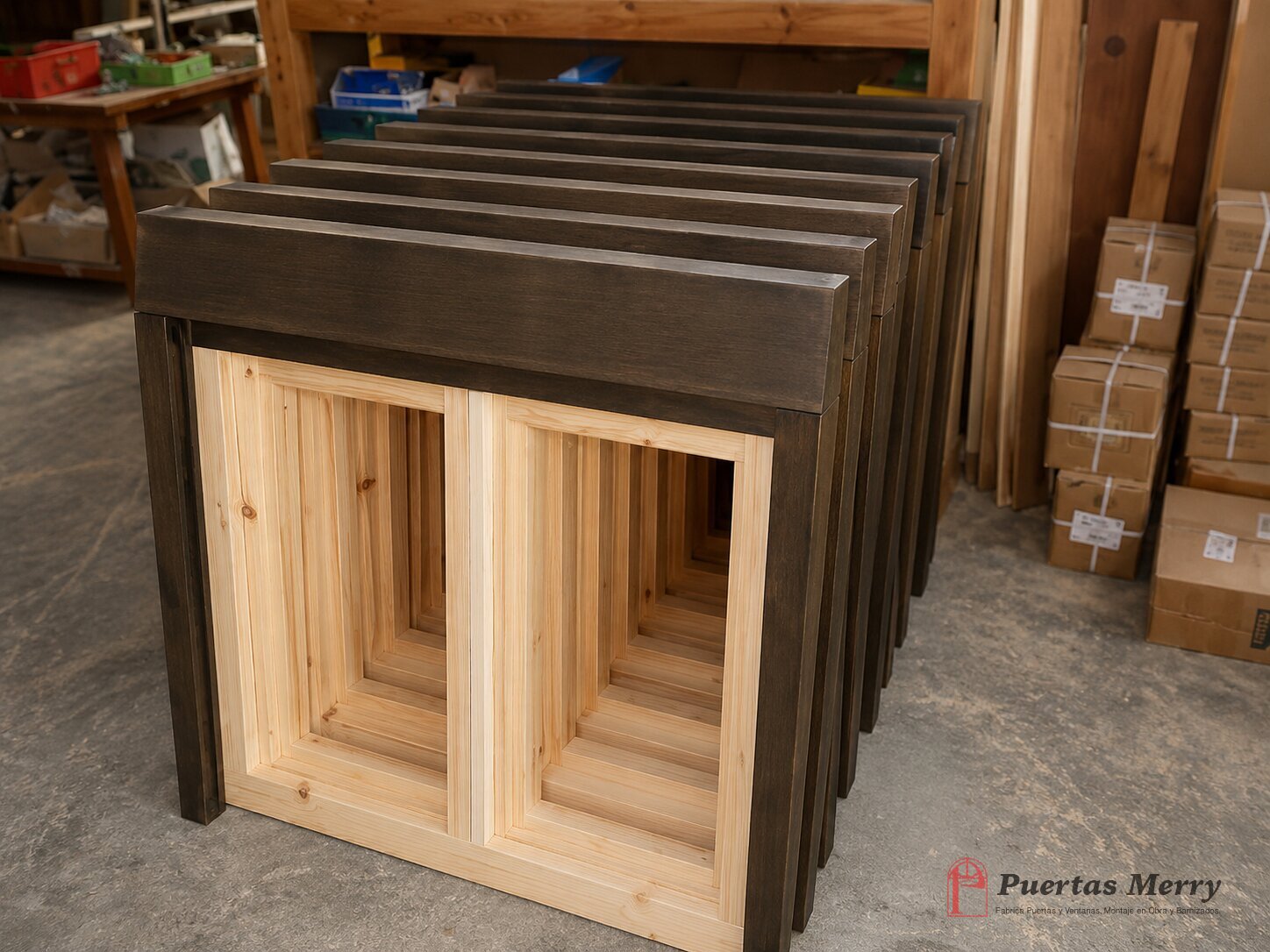 Trabajo de ventanas de madera